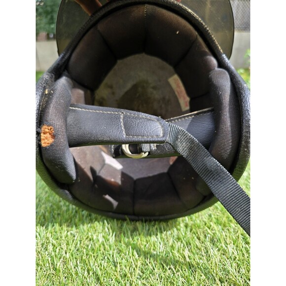 Vintage Blue Metallic Flake Motorcycle Helmet Size Medium With Visor 6 7/8-7 1/8 - Picture 8 of 14